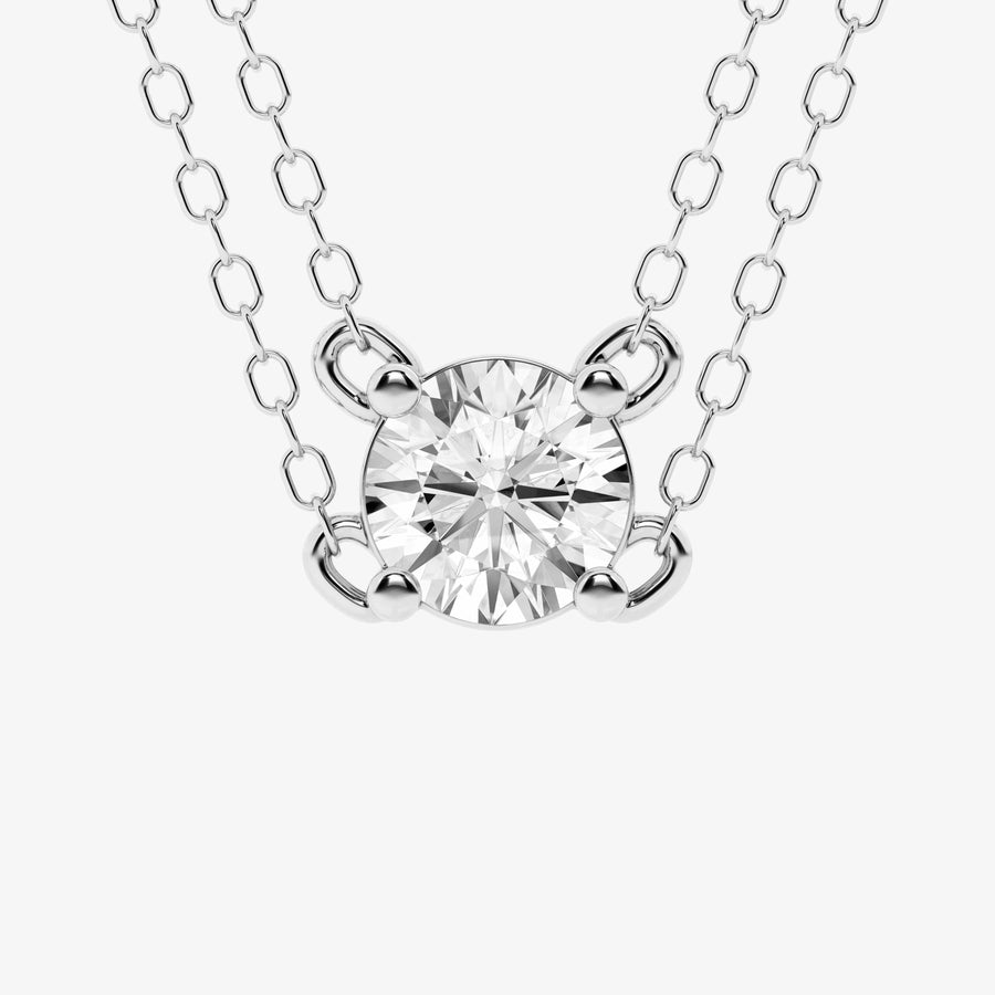 0.60 Carat Lab Round Solitaire Diamond Necklace In Sterling Silver