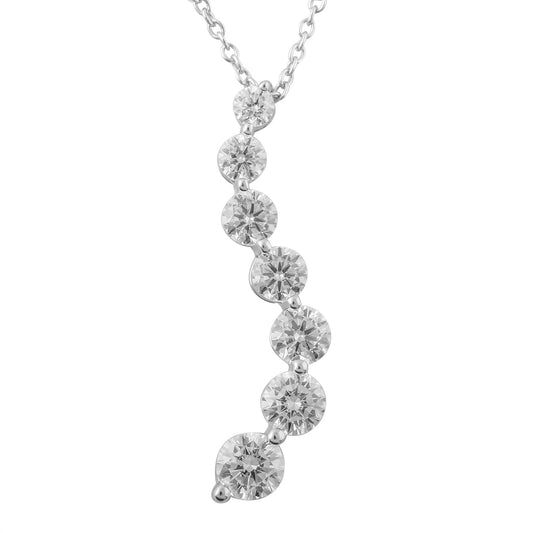 1 Carat Lab Grown Graduating Diamond Necklace In Sterling Silver