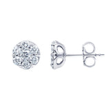 1 Carat Lab Grown Diamond Cluster Stud Earrings In Sterling Silver