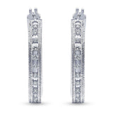 0.50 Carat Sterling Silver Lab Grown Single Row Diamond Hoop Earrings