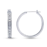 0.50 Carat Sterling Silver Lab Grown Single Row Diamond Hoop Earrings
