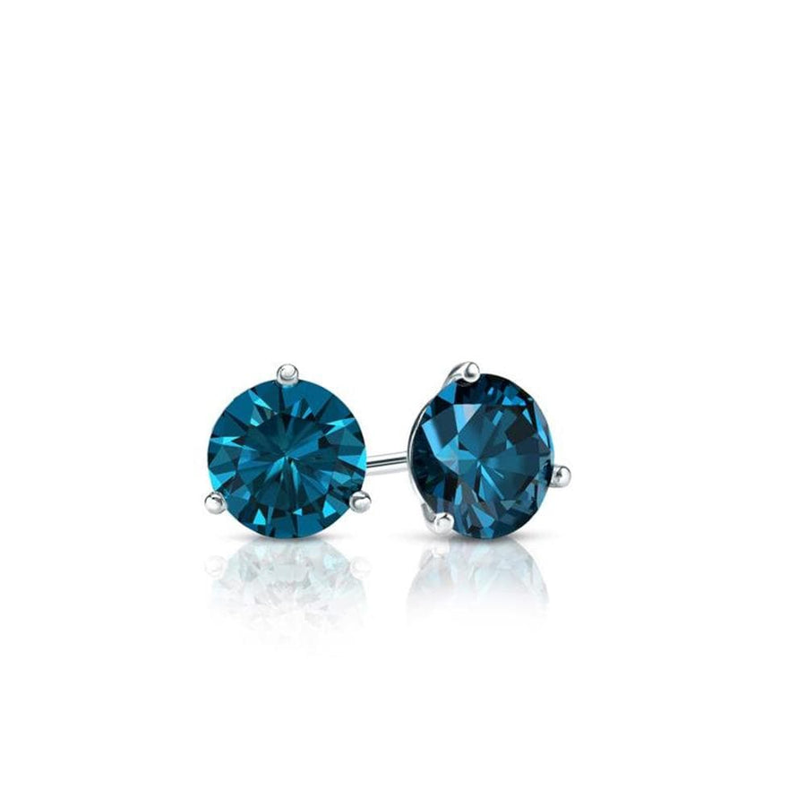 0.50 Carat Round Cut Lab Blue Diamond Stud Earrings