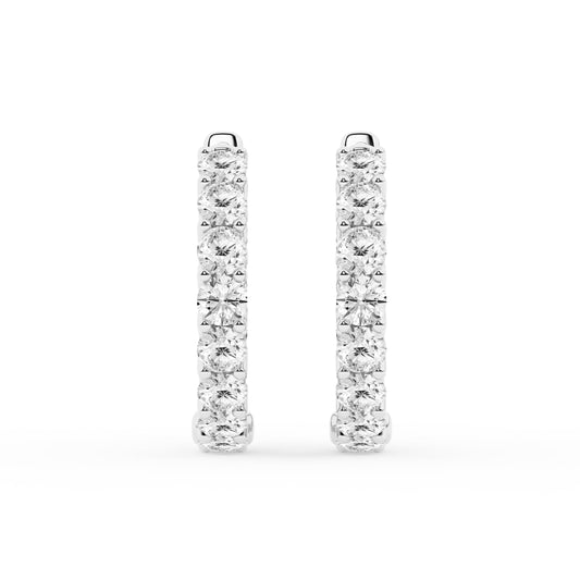 2 Carat Lab Grown Round Inside Out Diamond Hoop Earrings In Sterling Silver