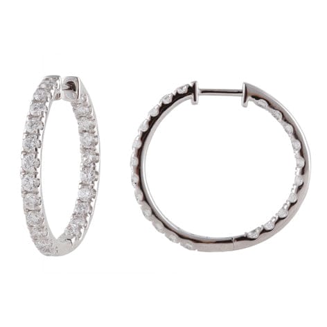 2 Carat Lab Inside Out Diamond Hoop Earrings In Sterling Silver
