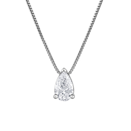 0.50 Carat Lab Grown Pear Solitaire Diamond Necklace