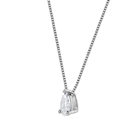 0.50 Carat Lab Grown Pear Solitaire Diamond Necklace