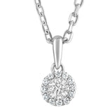 0.50 Carat Lab Grown Sterling Silver Diamond Halo Necklace And Earrings Set