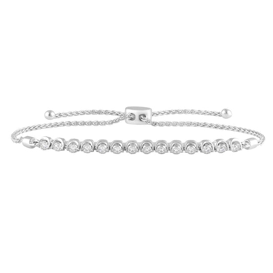 0.25 Carat Sterling Silver Lab Diamond Bolo Bracelet
