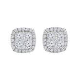 1 Carat Round Cut Lab Grown Diamond Halo Cluster Stud Earrings