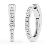 0.50 To 2 Carat Round Lab Grown Diamond Single Row Hoop Earrings In Sterling Silver