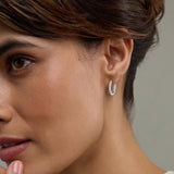 0.50 To 2 Carat Round Lab Grown Diamond Single Row Hoop Earrings In Sterling Silver