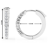 0.50 To 2 Carat Round Lab Grown Diamond Single Row Hoop Earrings In Sterling Silver