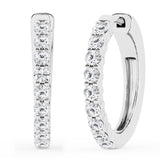 0.50 To 2 Carat Round Lab Grown Diamond Single Row Hoop Earrings In Sterling Silver