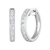 0.50 Carat Lab Grown Single Row Diamond Sterling Silver Hoop Earrings