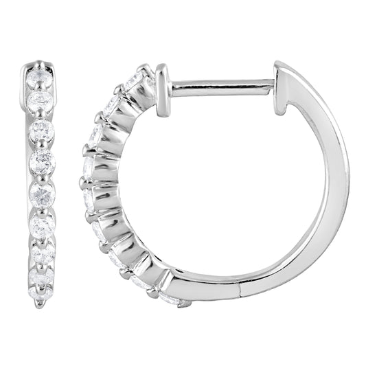 0.25 Carat Lab Grown Single Row Diamond Hoop Earrings