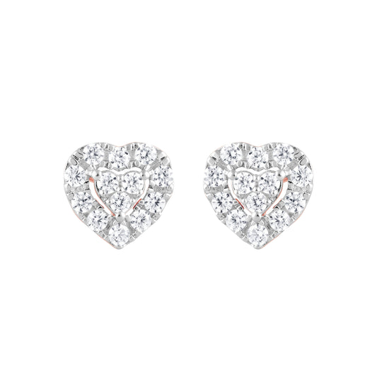 0.25 Carat Lab Grown Halo Diamond Heart Stud Earrings