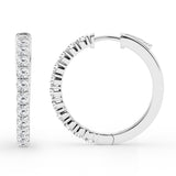 0.50 To 2 Carat Round Lab Grown Diamond Single Row Hoop Earrings In Sterling Silver