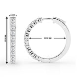 0.50 To 2 Carat Round Lab Grown Diamond Single Row Hoop Earrings In Sterling Silver