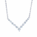 1 Carat Lab Grown Diamond V Shaped Necklace In Sterling Silver