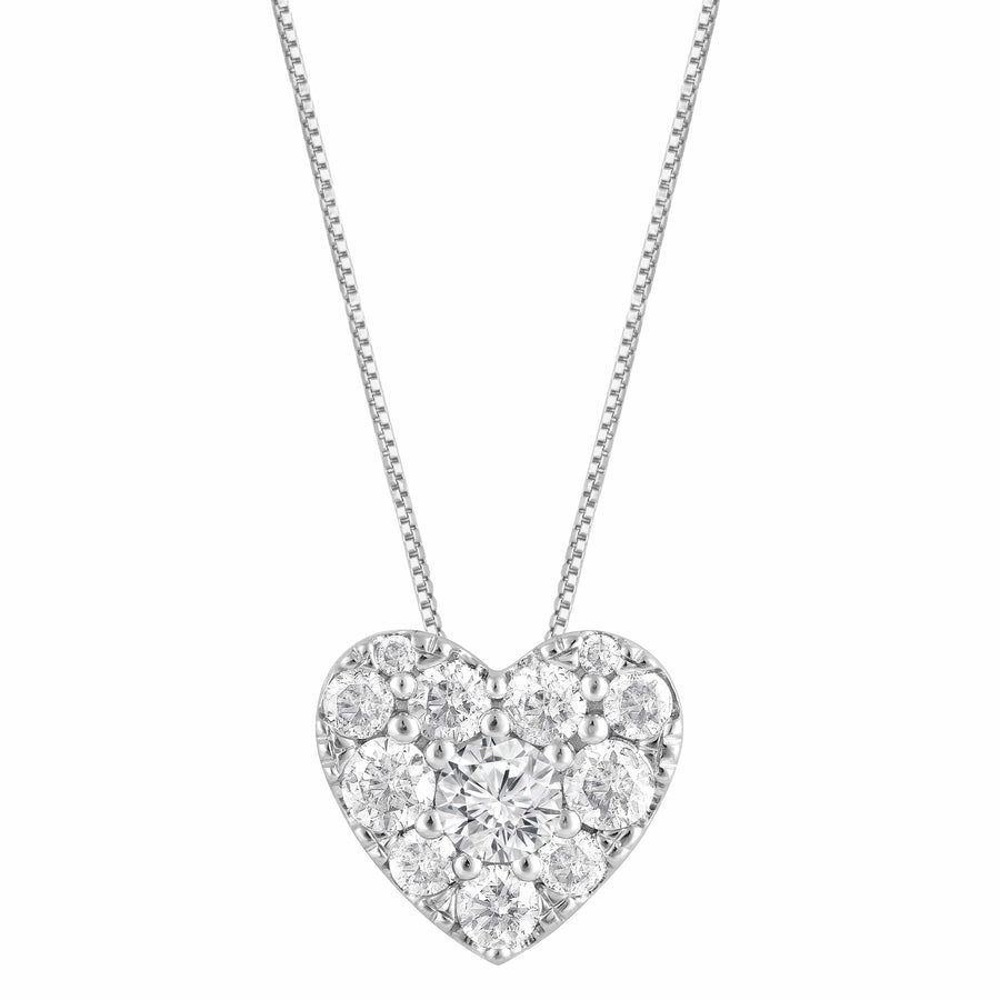 0.50 Carat Lab Diamond Heart Pendant Necklace In Sterling Silver