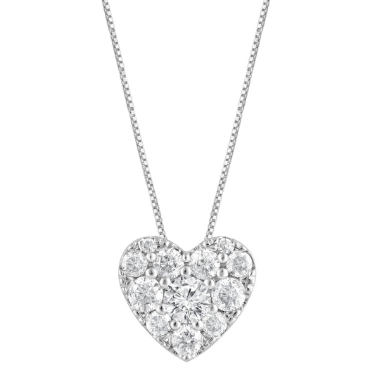 0.50 Carat Lab Grown Diamond Heart Pendant Necklace In Sterling Silver