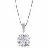 0.50 Carat Lab Grown Round Cluster Diamond Pendant Sterling Silver Necklace