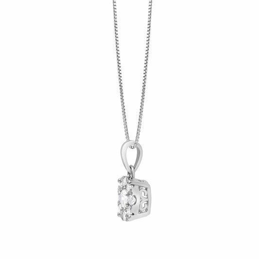 0.50 Carat Lab Round Cluster Diamond Pendant Sterling Silver Necklace