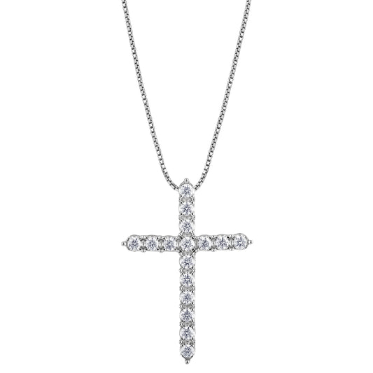 0.50 Carat Sterling Silver Lab Grown Diamond Cross Pendant Necklace