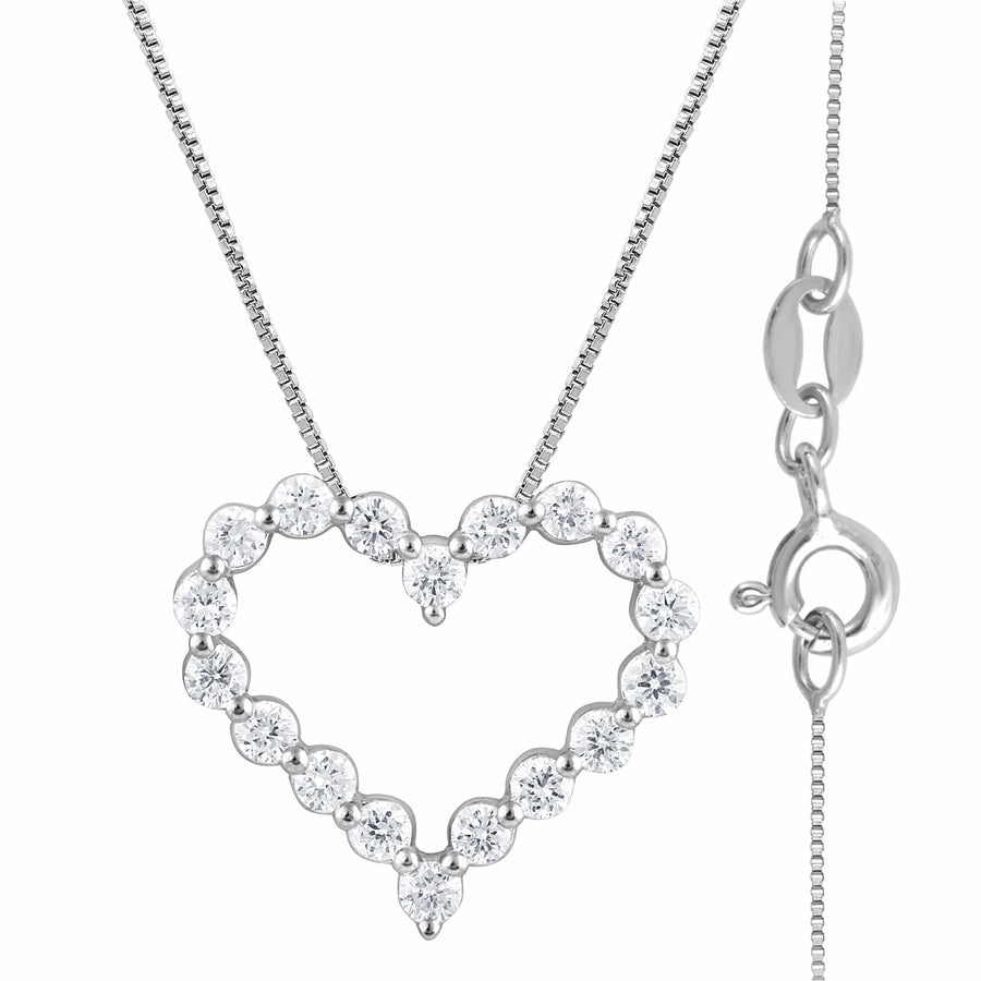 0.25 Carat Heart Lab Diamond Pendant Necklace In Sterling Silver