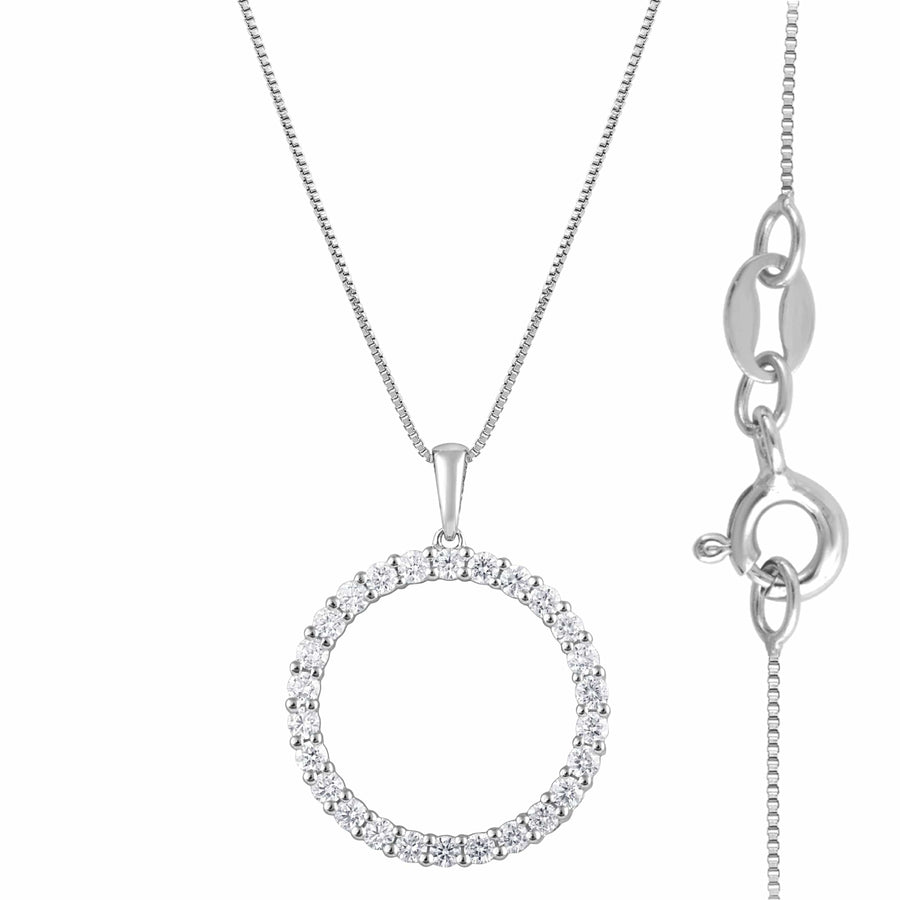 0.33 Carat Lab Circle Of Life Diamond Pendant Necklace In Sterling Silver