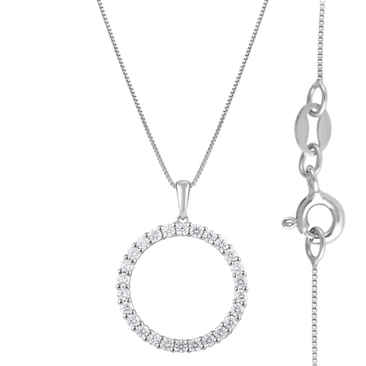 0.33 Carat Lab Grown Circle Of Life Diamond Pendant Necklace In Sterling Silver