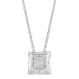 1 Carat Lab Grown Square Cluster Diamond Pendant Necklace In Sterling Silver