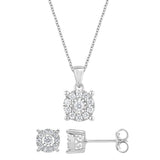 0.50 Carat Lab Grown Diamond Halo Necklace Set