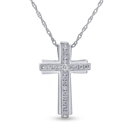 0.25 Carat Sterling Silver Lab Grown Diamond Cross Necklace