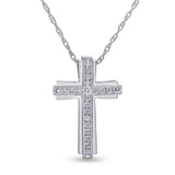 0.25 Carat Sterling Silver Lab Grown Diamond Cross Necklace