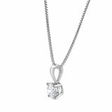 0.60 Carat Lab Grown Round Solitaire Diamond Pendant Necklace In Sterling Silver