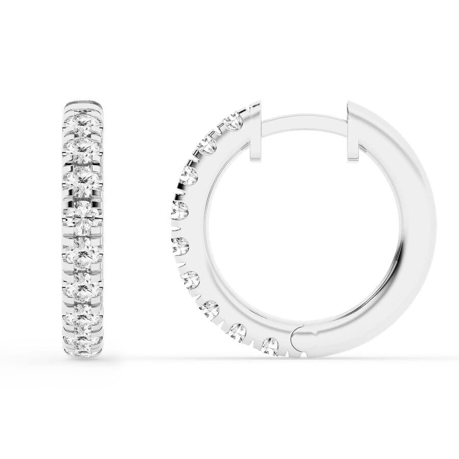 1 Carat Round Lab Diamond Hoop Earrings In Sterling Silver
