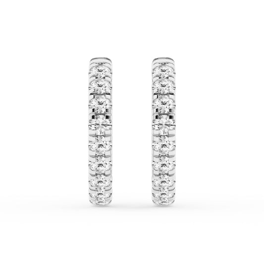 1 Carat Round Lab Grown Diamond Hoop Earrings In Sterling Silver