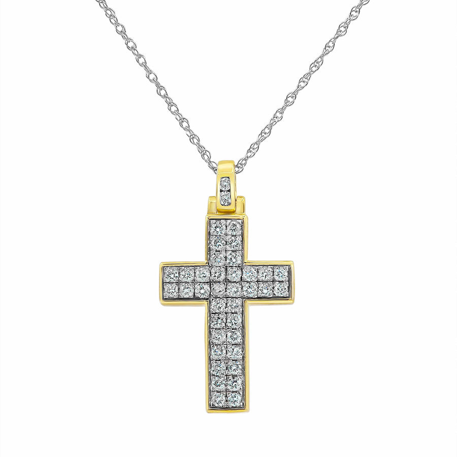 0.75 Carat Lab Diamond Cluster Cross Pendant Necklace In Sterling Silver