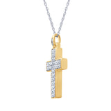 0.75 Carat Lab Grown Diamond Cluster Cross Pendant Necklace In Sterling Silver