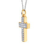 0.75 Carat Lab Grown Diamond Cluster Cross Pendant Necklace In Sterling Silver