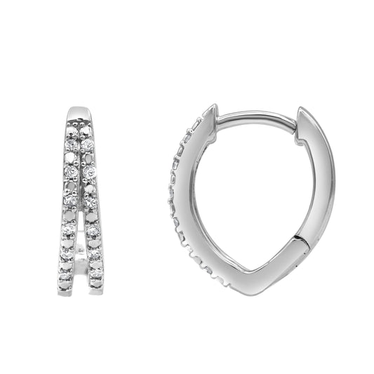 0.10 Carat Lab Grown Double Row Diamond Huggie Hoop Earrings