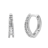 0.10 Carat Lab Grown Double Row Diamond Huggie Hoop Earrings