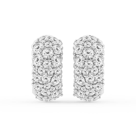 2 Carat Round Lab Cluster Diamond Hoop Earrings In Sterling Silver