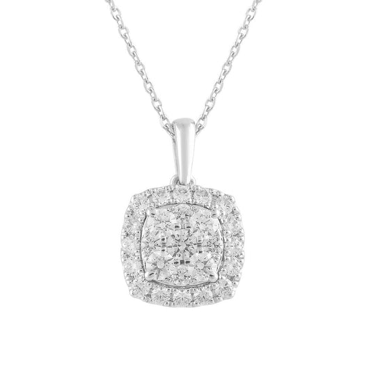1 Carat Round Lab Halo Diamond Pendant Necklace