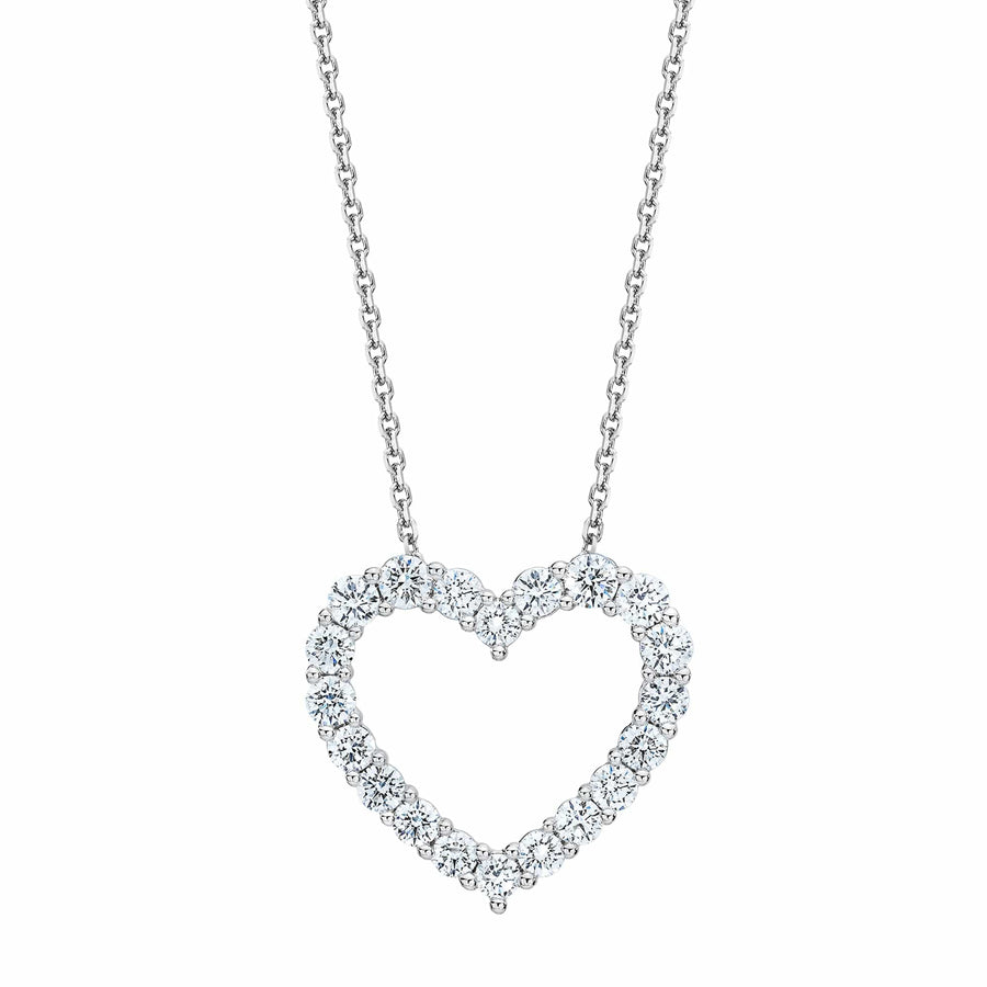 1 Carat Lab Sterling Silver Diamond Heart Pendant Necklace