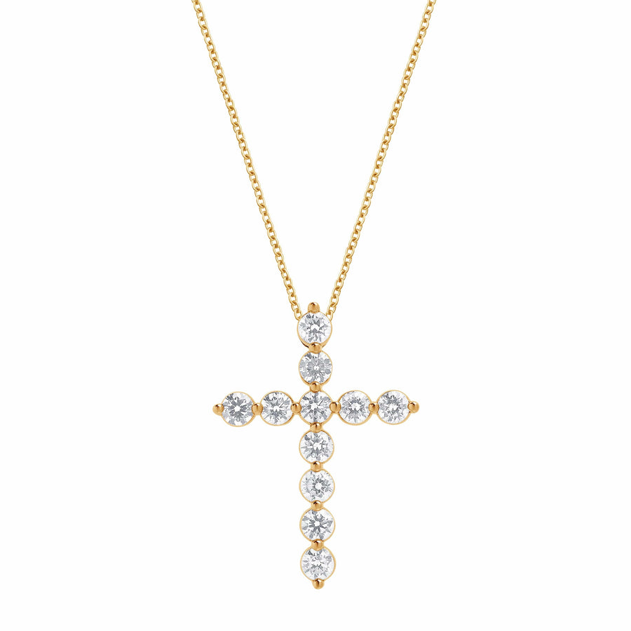 0.25 Carat Lab Diamond Cross Pendant Gold Plated Necklace
