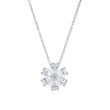 1 Carat Lab Grown Floral Diamond Pendant Necklace In Sterling Silver