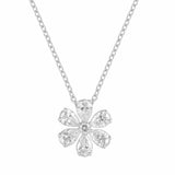 1 Carat Lab Grown Floral Diamond Pendant Necklace In Sterling Silver