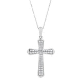 1 Carat Sterling Silver Lab Grown Cross Diamond Pendant Necklace